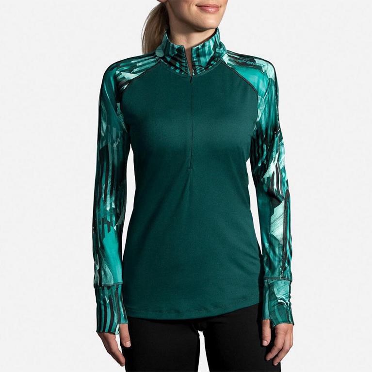 Brooks Dash Half Zip Women's Running Jackets - Green (82704-PWEH)